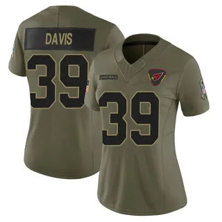 Jaden Davis Arizona Cardinals Women's Limited 2025 Salute to Service Nike Jersey - Olive